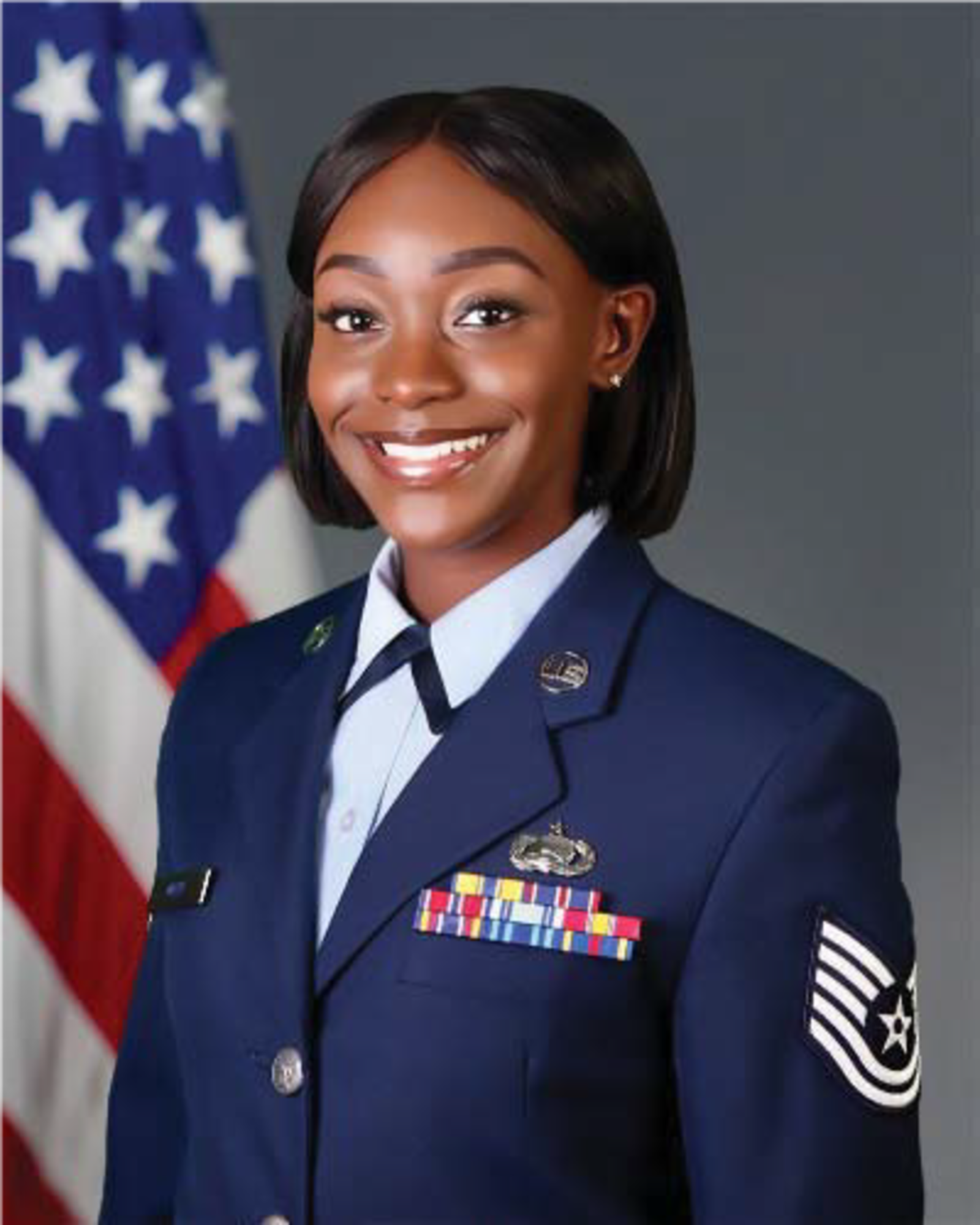 Tech. Sgt. Leah White, a personnel specialist assigned to Headquarters Air Reserve Personnel Center, poses for an official portrait. Recently, White was chosen as a recipient of the Aurora Chamber of Commerce Armed Forces Recognition award, which recognizes the top junior enlisted members in each of the services from within the local community for contributions to their missions. (Courtesy Photo)