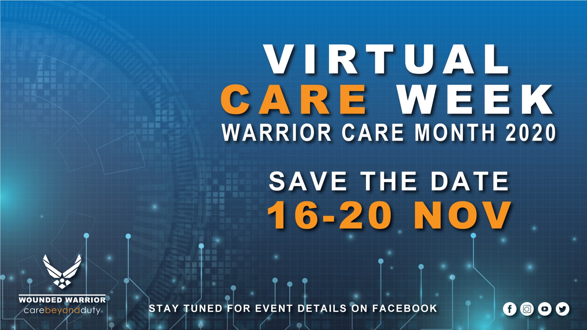 Graphic for the Virtual CARE Week in November, from the 16th-20th. Check your emails for the invite. (U.S. Air Force Graphic by Melissa Espinales)