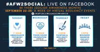 Graphic for the week of September 22-25 for AFW2 Live Facebook events. (U.S. Air Force Graphic by Melissa Espinales)