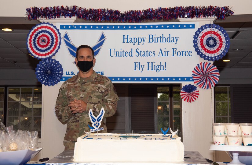 An Airman speaks at Joint Base Langley-Eustis, Virginia.