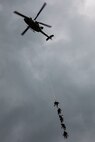 U.S. Marines with Detachment 4th Force Reconnaissance Company and 3rd Radio Battalion conduct Special Patrol Insertion/Extraction rigging operations aboard Marine Corps Base Hawaii, Aug. 14, 2020. The training was supplementary to 4th Force’s annual reserve training and aimed to increase the unit’s expeditionary readiness. (U.S. Marine Corps photo by Lance Cpl. Samantha Sanchez)