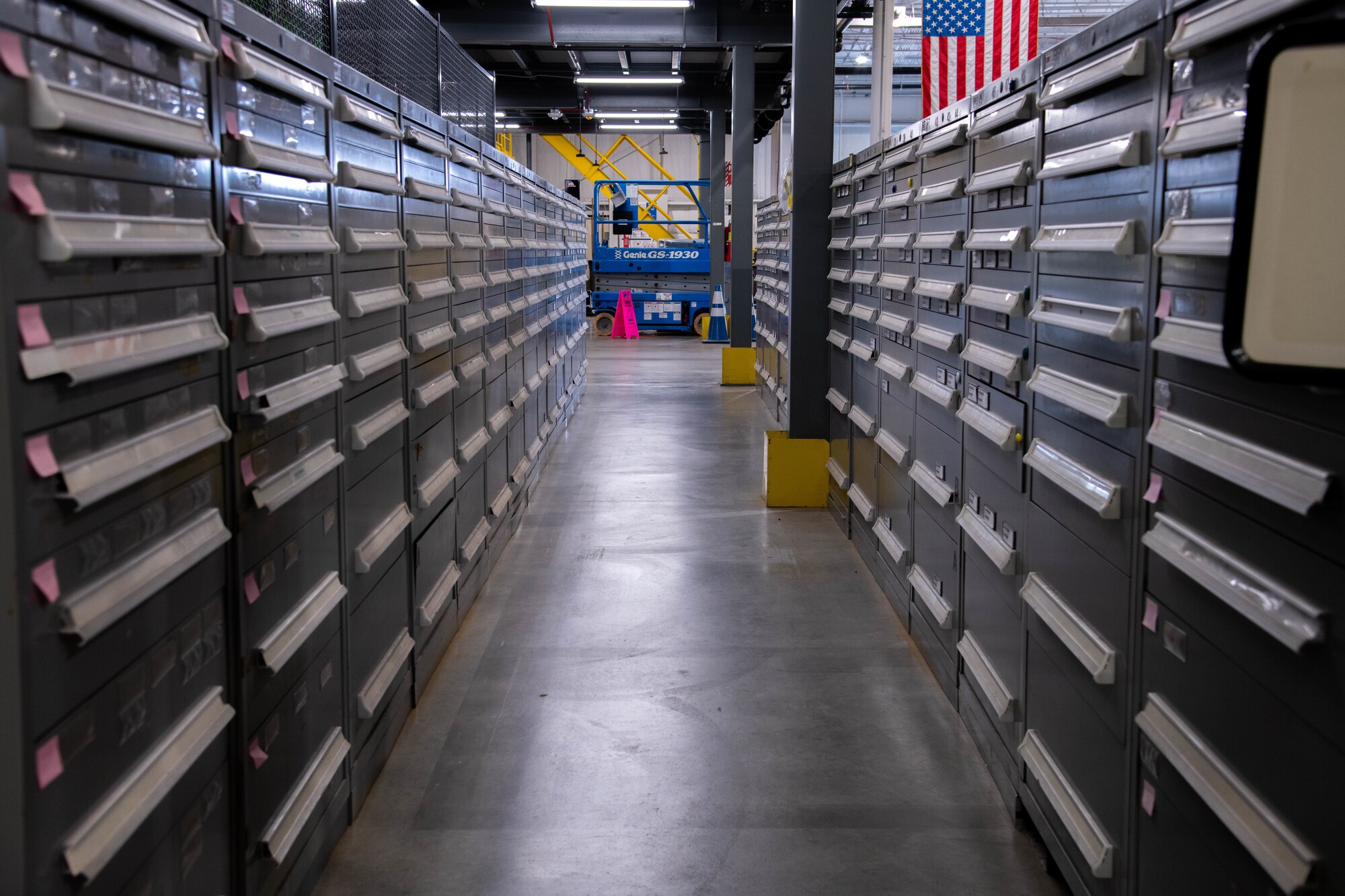 Rows of shelves.