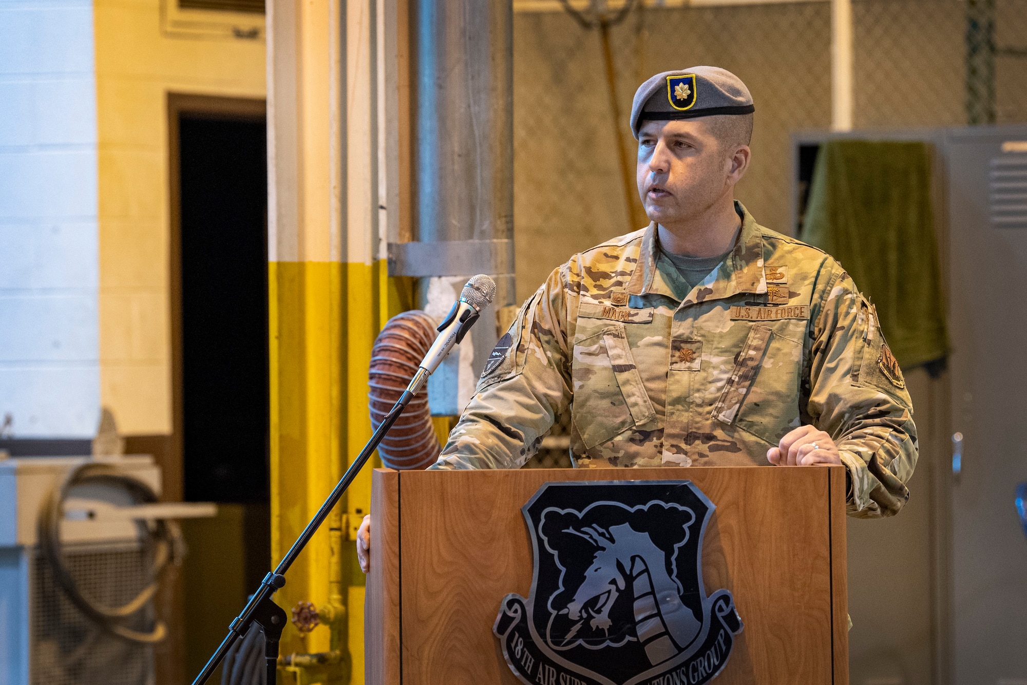 squadron commander speaks to squadron