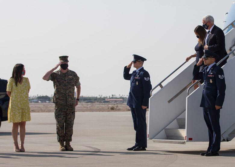 Vice President, the Honorable Mike Pence, arrives at Marine Corps Air Station Yuma, AZ, on Sept. 18, 2020.