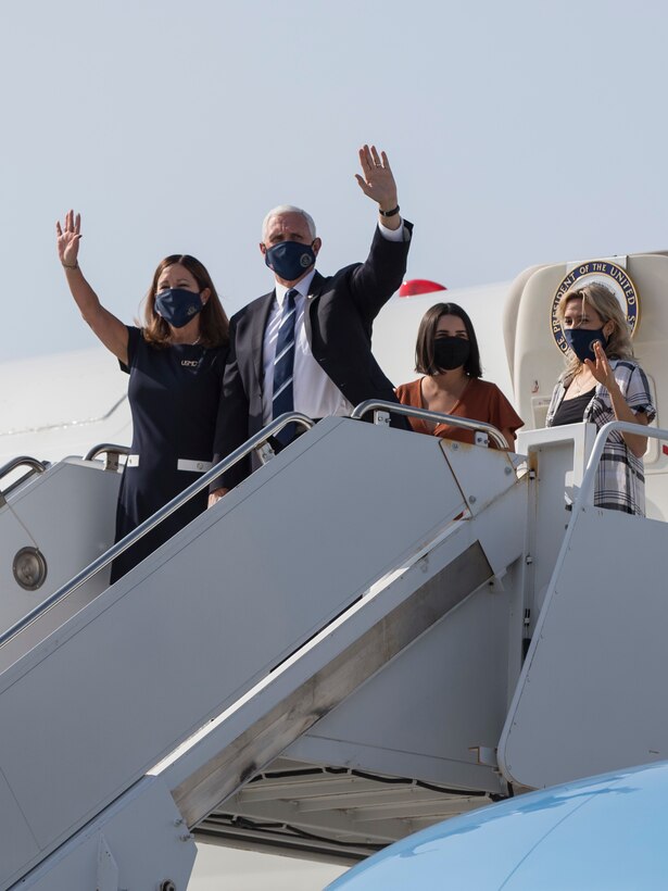 Vice President, the Honorable Mike Pence, arrives at Marine Corps Air Station Yuma, AZ, on Sept. 18, 2020.