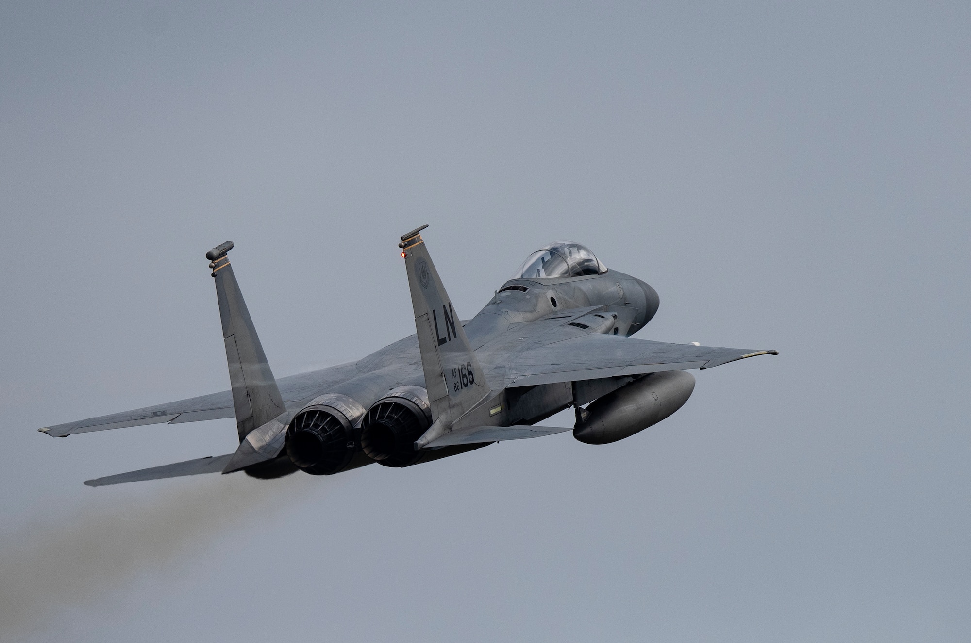 An F-15C Eagle, assigned to the 493rd Fighter Squadron, takes off in support of exercise Astral Knight 2020 at Royal Air Force Lakenheath, England, Sept. 21, 2020. AK20 is focused on multinational Integrated Air and Missile Defense assets and will feature fighter and surface-based air defense integration against air and cruise missile threats. (U.S. Air Force photo by Airman 1st Class Jessi Monte)