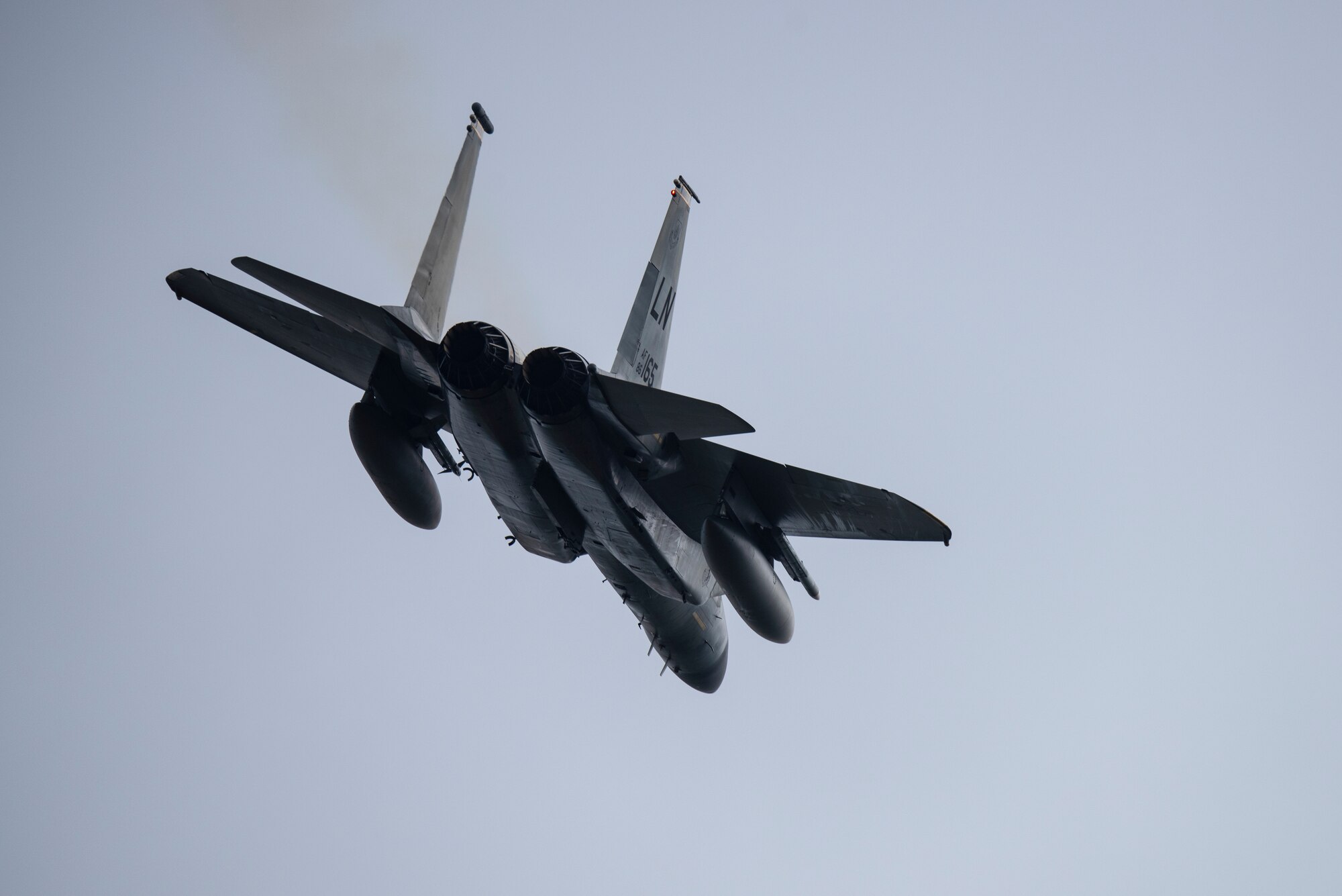 An F-15C Eagle, assigned to the 493rd Fighter Squadron, takes off in support of exercise Astral Knight 2020 at Royal Air Force Lakenheath, England, Sept. 21, 2020. AK20 is focused on multinational Integrated Air and Missile Defense assets and will feature fighter and surface-based air defense integration against air and cruise missile threats. (U.S. Air Force photo by Airman 1st Class Jessi Monte)