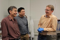 From left to right, Drs. Boris Feygelson, Heonjuene Ryou and James Wollmershauser, worked together to push the boundaries of nanocystalline ceramics in their research at the US Naval Research Laboratory.