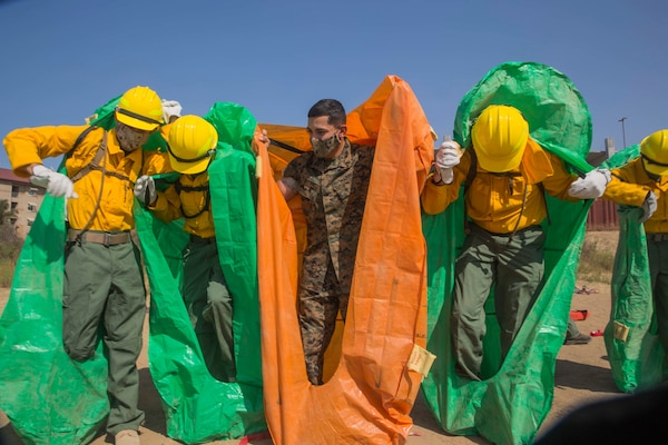 Approximately 250 Marines and Sailors are training to assist the U.S. Forest Service with the Creek Fire in Central California.