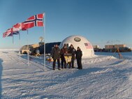 U.S. Naval Research Laboratory (NRL) scientists from the Marine Geoscience Division, and a U.S. Naval Academy (USNA) Midshipman intern, participating in the Navy’s March 2016 ICe Exercise (ICEX), lived and worked for one week at the ICEX Ice Camp located above the Arctic Circle on an ice floe in the Beaufort Sea. During the day, usually in minus 25- to minus 45-degree temperatures, the team worked collecting ice thickness and snow character data in support of their NRL Sea Ice Physics research. Coincident airborne sensor data was also collected over the ground team’s work sites. Pictured (l-r): Dr. Andrei Abelev, NRL; Dr. Rick Hagen, NRL; MIDN Haadi ElSaawy, USNA; and Dr. Joan Gardner.
