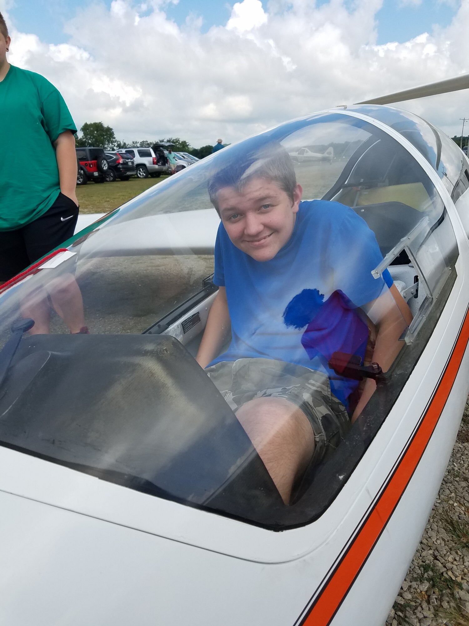 One of the 11 students who completed the Fly to Learn course over the summer takes a seat in one of the gliders Aug. 15, 2020, in Eagleville, Tenn. During the 10-week program, each student had the opportunity to take a glider flight with a glider pilot from the Eagleville Soaring Club. (Courtesy photo)