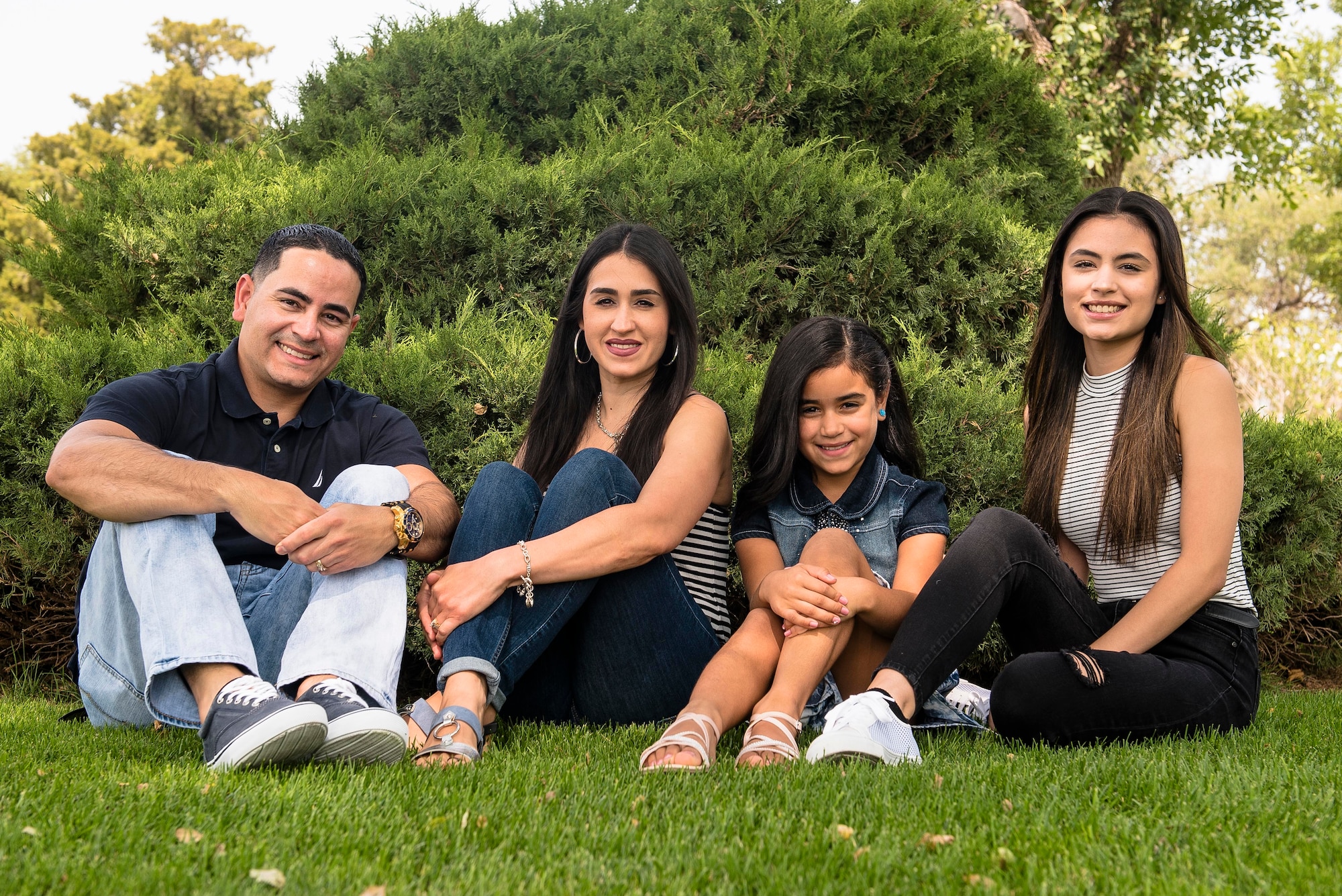 Master Sgt. Heriberto Mercado Rodriguez, 27th Special Operations Logistics Readiness Squadron C-130 aircraft parts storage section chief, poses for a photo with his family at Cannon Air Force Base, N.M., Sept. 19, 2020. Mercado’s family has been with him his entire military career. (U.S. Air Force photo by Senior Airman Vernon R. Walter III)