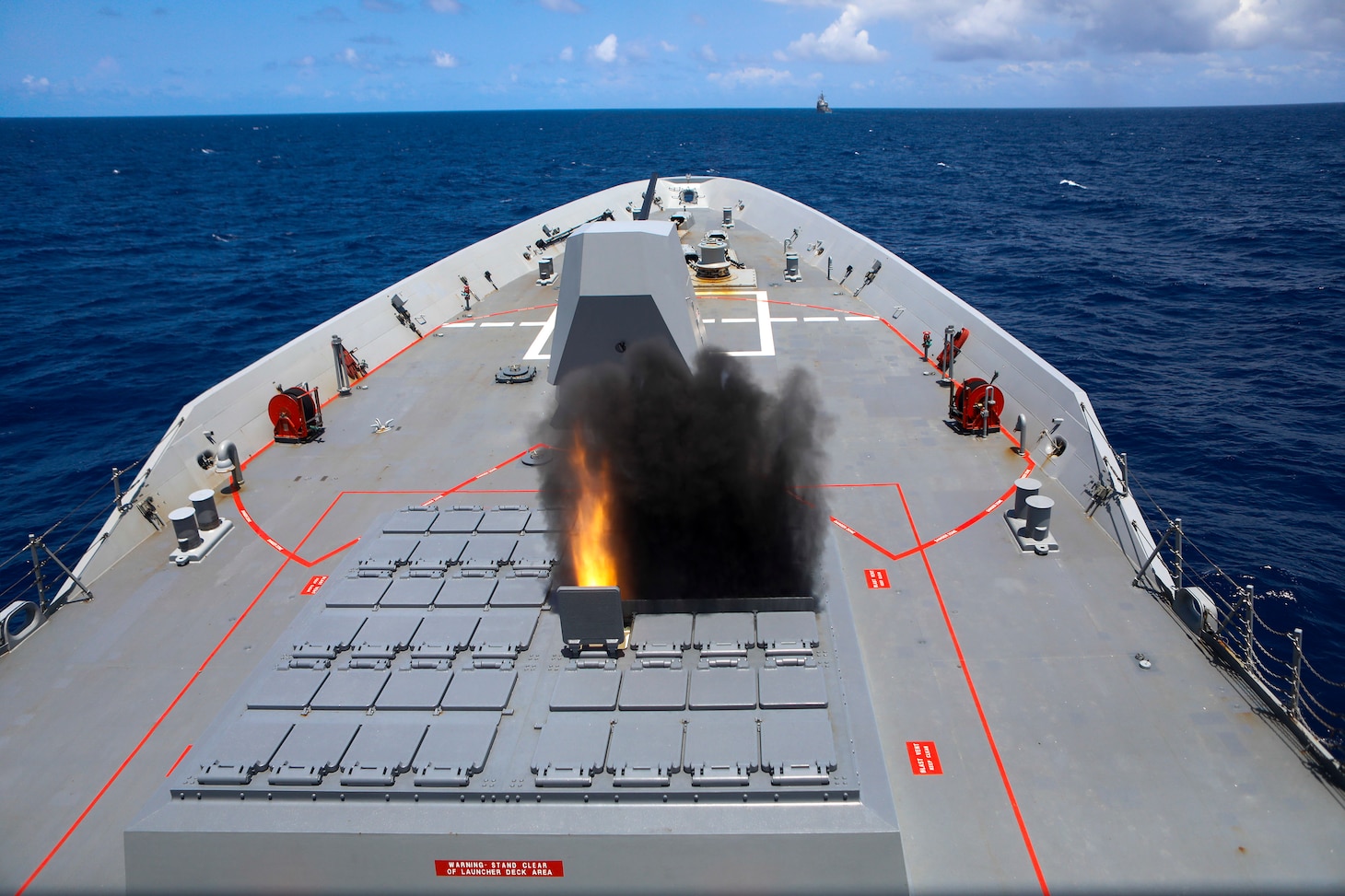 Royal Australian Navy ship HMAS Hobart (DDG 39) executes a live missile firing during Exercise Rim of the Pacific (RIMPAC).