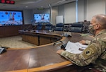 Maj. Gen. Daniel Walrath, U.S. Army South commanding general, provides closing remark to Gen. Eduardo E. Zapateiro, Colombian National Army commanding general, during the conclusion of the 11th U.S. – Colombia Bilateral Army Staff Talks, which was held virtually from Sept. 14-18. The staff talks seeks to promote bilateral efforts in order to develop professional partnerships and increase interaction between partner nation armies over a five-year plan.