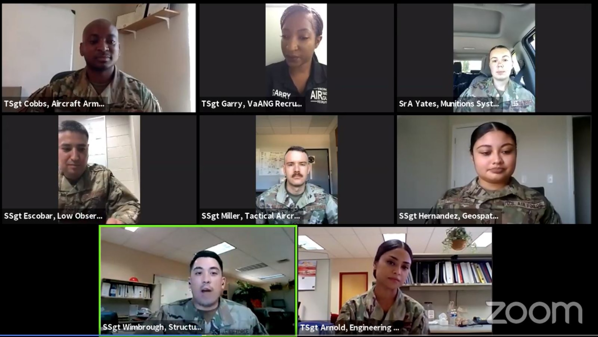 Military members in a virtual meeting