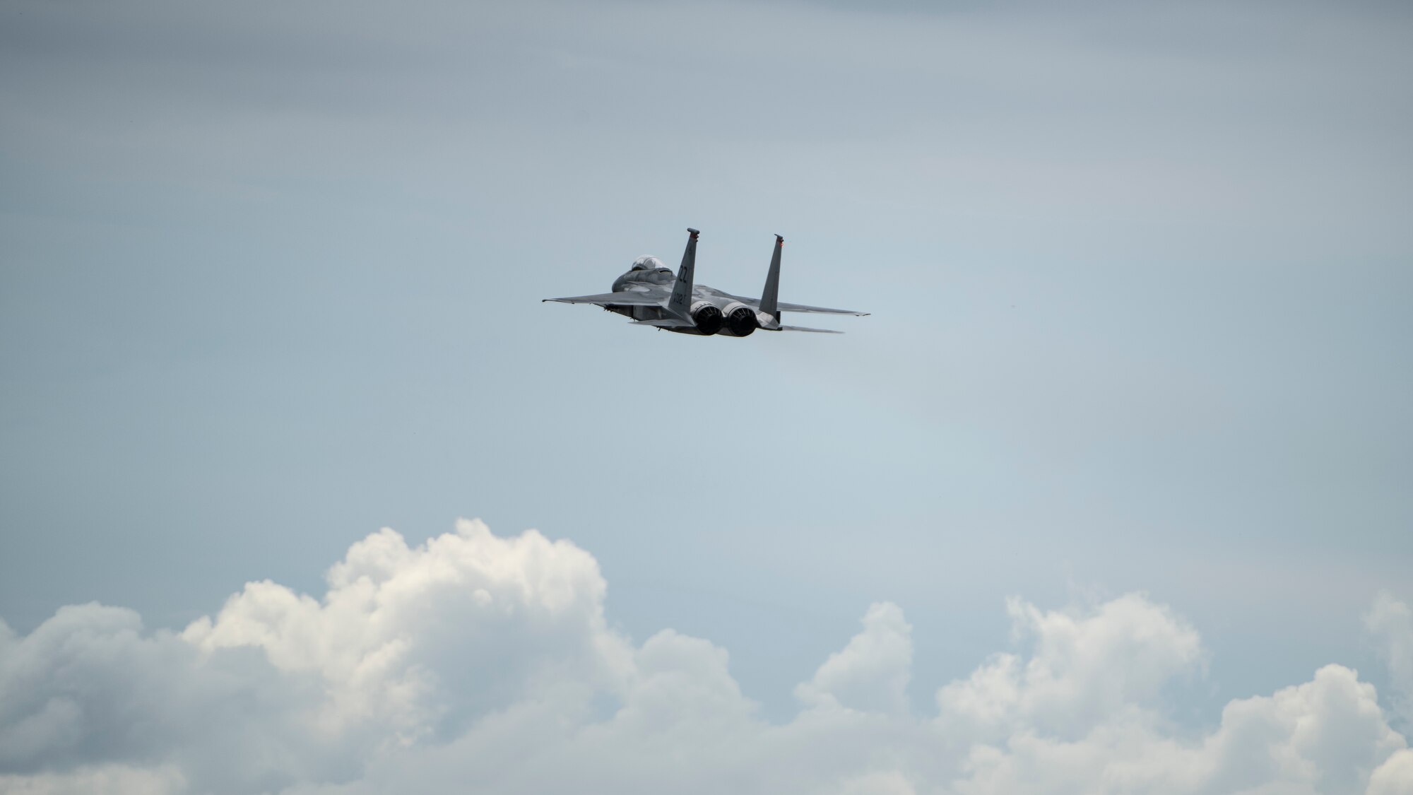 A U.S. Air Force 67th Fighter Squadron F-15C Eagle departs for a training mission Sept. 14, 2020, at Kadena Air Base, Japan. Team Kadena pilots train every day to ensure readiness and mission effectiveness to support a free and open Indo-Pacific.