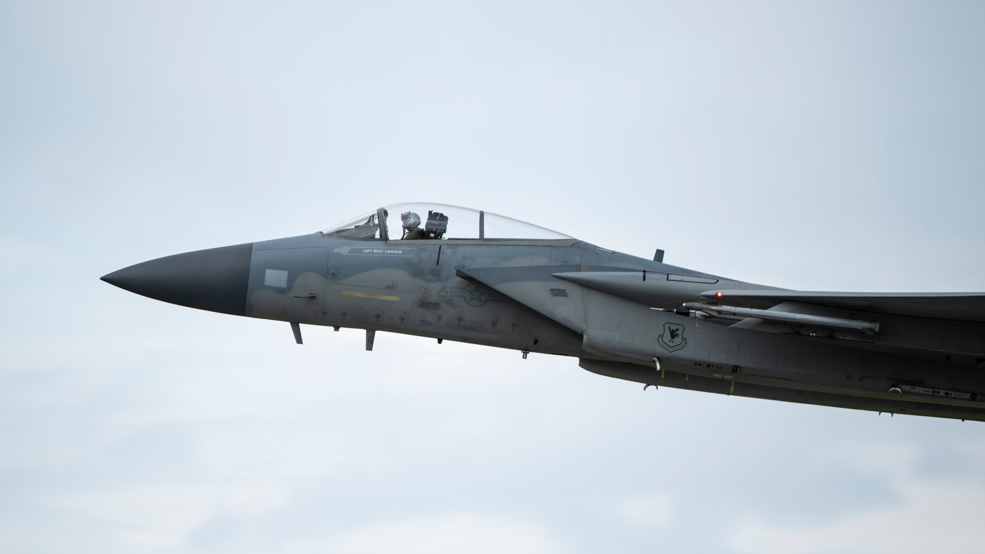 A U.S. Air Force 67th Fighter Squadron F-15C Eagle departs for a training mission Sept. 14, 2020, at Kadena Air Base, Japan. Team Kadena pilots train every day to ensure readiness and mission effectiveness to support a free and open Indo-Pacific.