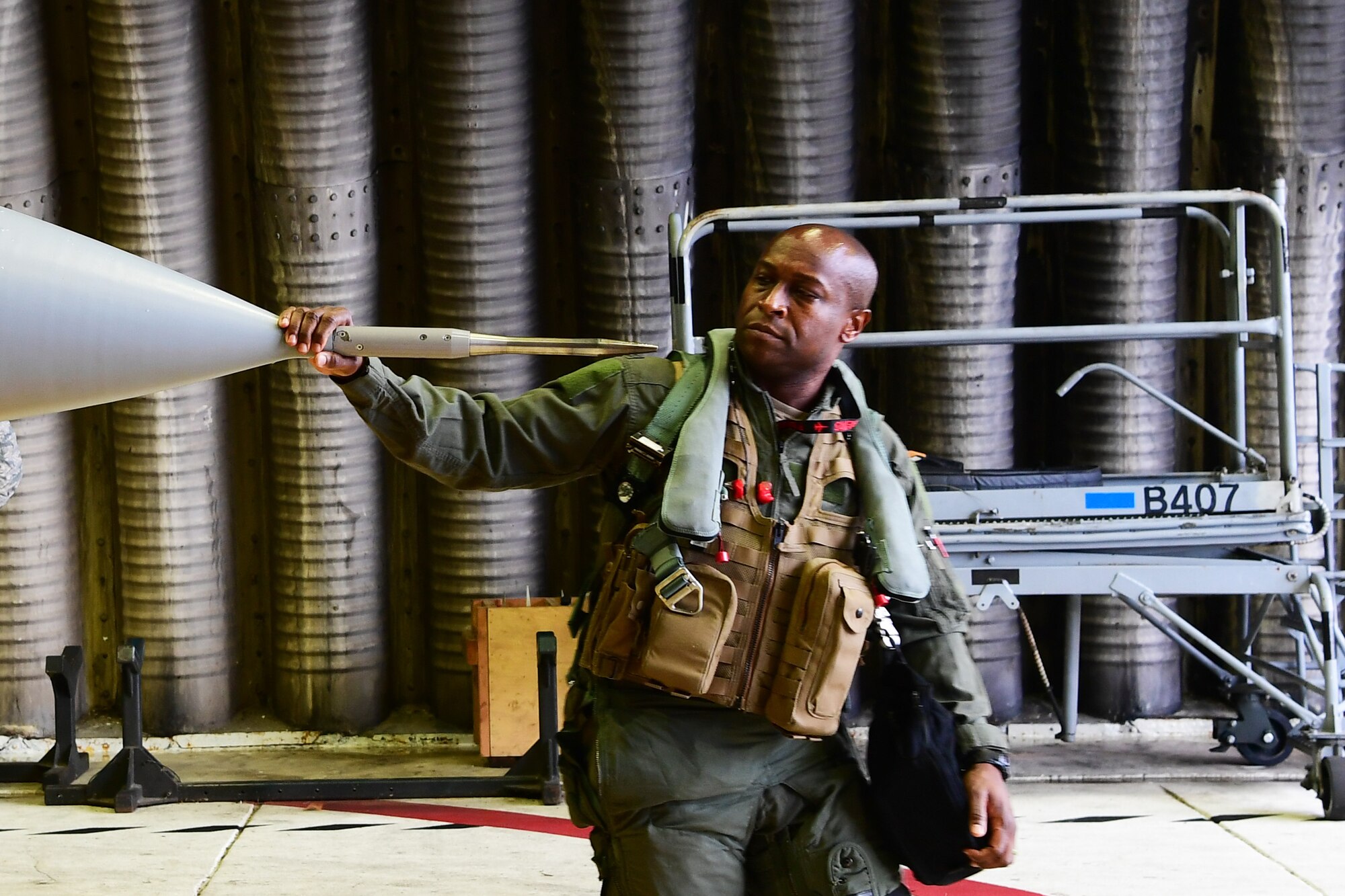 Col. Henry R. Jeffress III, 51st Fighter Wing vice commander, performs a preflight inspection prior to his debut F-16 Fighting Falcon launch as “Mustang 2” Sept. 2, 2020, at Osan Air Base, Republic of Korea. The Emporia, Va., native joins Osan after being the director of U.S. Strategic Command’s Joint Electromagnetic Preparedness for Advanced Combat (JEPAC) Directorate. (U.S. Air Force photo by Senior Airman Noah Sudolcan)