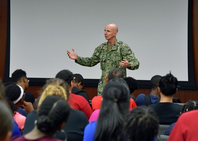 PHILADELPHIA (29 July 2019) Naval Surface Warfare Center, Philadelphia Division (NSWCPD) Commanding Officer Capt. Dana Simon welcomes middle and high school students participating in Temple University’s Science, Technology, Engineering and Mathematics (STEM) summer camps on July 29, 2019. This year, the summer camps were entirely virtual and provided students with more digitally-focused engineering and learning experiences. NSWCPD and Temple University have hosted these summer camps to teach students about naval engineering since 2011. (U.S. Navy photo by Kirsten St. Peter/Released)