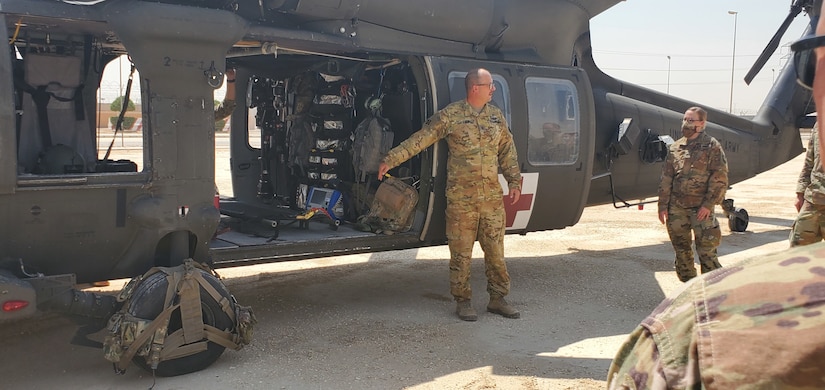 The 3rd Medical Command and Task Force Spartan conduct air medical evacuation training on September 9, 2020 in the Kingdom of Saudi Arabia. This training helps to keep soldiers up to speed on how to react during an emergency.