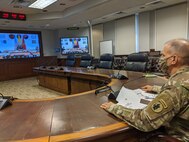 Maj. Gen. Daniel Walrath, U.S. Army South commanding general, provides closing remark to Gen. Eduardo E. Zapateiro, Colombian National Army commanding general, during the conclusion of the 11th U.S. – Colombia Bilateral Army Staff Talks, which was held virtually from Sept. 14-18. The staff talks seeks to promote bilateral efforts in order to develop professional partnerships and increase interaction between partner nation armies over a five-year plan