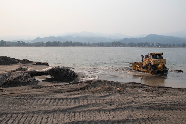 The U.S. Army Corps of Engineers completed dredged material placement at Pancake Point on Puget Island in Washington, Sept. 12, 2020. The project provided beach nourishment to an approximately 3000-foot stretch of shoreline on the Washington side of the Columbia River.