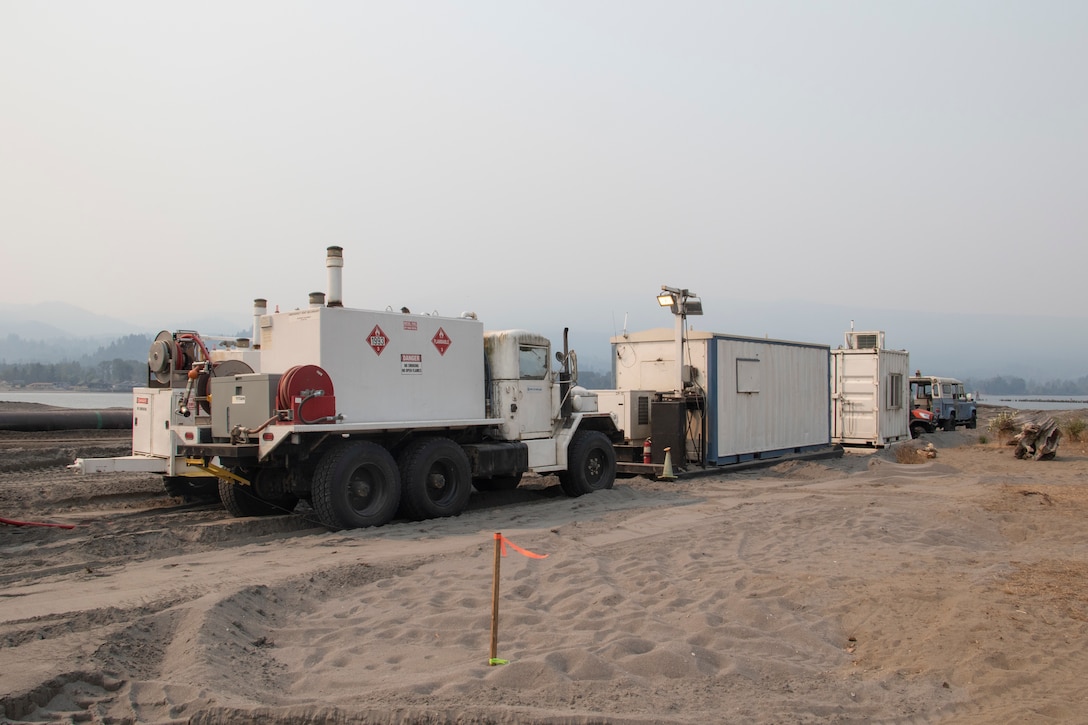 The U.S. Army Corps of Engineers completed dredged material placement at Pancake Point on Puget Island in Washington, Sept. 12, 2020. The project provided beach nourishment to an approximately 3000-foot stretch of shoreline on the Washington side of the Columbia River.