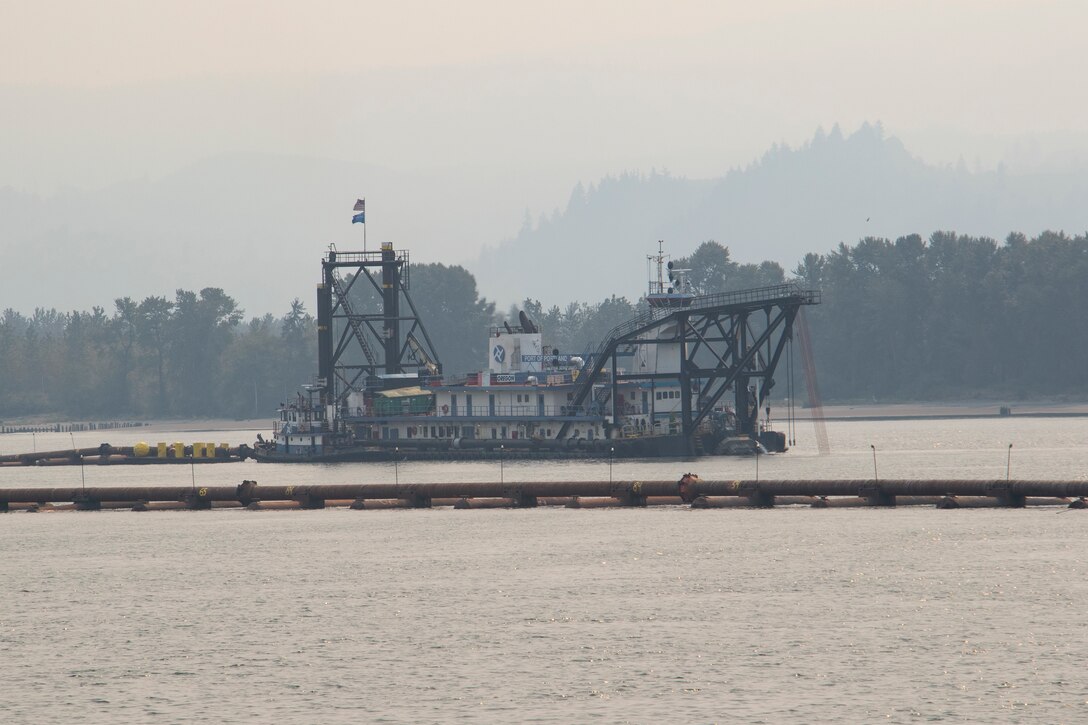 The U.S. Army Corps of Engineers completed dredged material placement at Pancake Point on Puget Island in Washington, Sept. 12, 2020. The project provided beach nourishment to an approximately 3000-foot stretch of shoreline on the Washington side of the Columbia River.