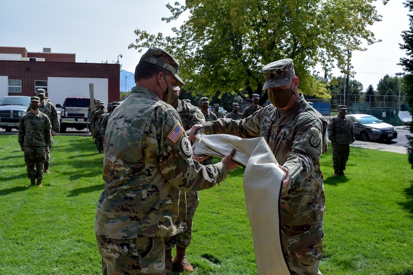 Members of the Utah National Guard who were part of the 489th Brigade Support Battalion became part of the 625th Military Police Battalion during a ceremony at the Springville Readiness Center, Sep. 13, 2020