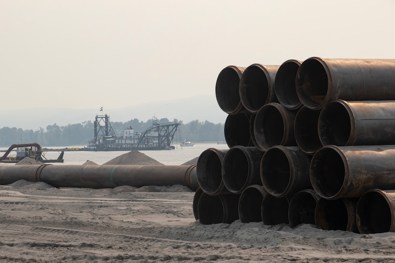 The U.S. Army Corps of Engineers completed dredged material placement at Pancake Point on Puget Island in Washington, Sept. 12, 2020. The project provided beach nourishment to an approximately 3000-foot stretch of shoreline on the Washington side of the Columbia River.