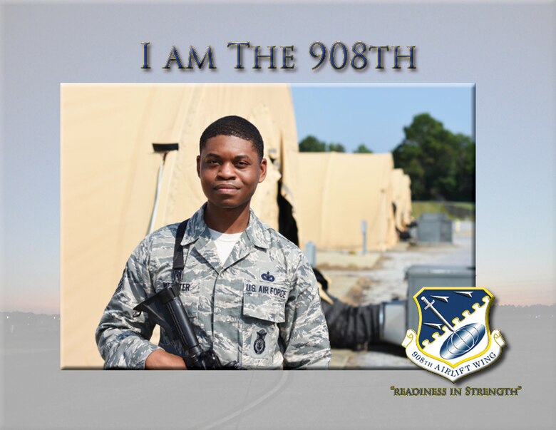 Tech. Sgt. Chance Webster,a squad leader and career advisor with the 908th Security Forces Squadron poses in front of a training area at Maxwell Air Force Base. Webster has been with the 908th for the entirety of his career.