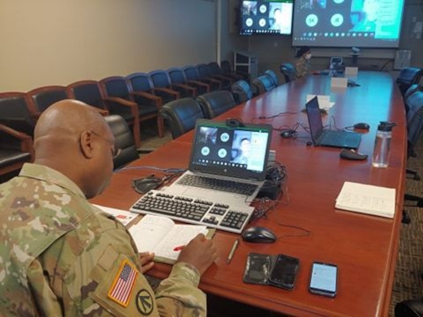 U.S. Army Reserve Lt. Col. Richard James, Sr., command chaplain for the U.S. Army Civil Affairs & Psychological Operations Command, conducts mandatory annual Unit Ministry Team (UMT) training for chaplains and religious affairs Soldiers for USACAPOC(A) and its subordinate commands during virtual annual training, Aug. 4 – 7, 2020. USACAPOC(A) ministry teams across the U.S. took part in the advanced UMT training, designed to prepare unit team members with the tools necessary to meet the challenges of working in today’s diffused ministry environment, and enable USACAPOC(A) UMT’s to meet new USARC ministry standards ahead of schedule. (U.S. Army Photo by Maj. Sean D. Delpech)