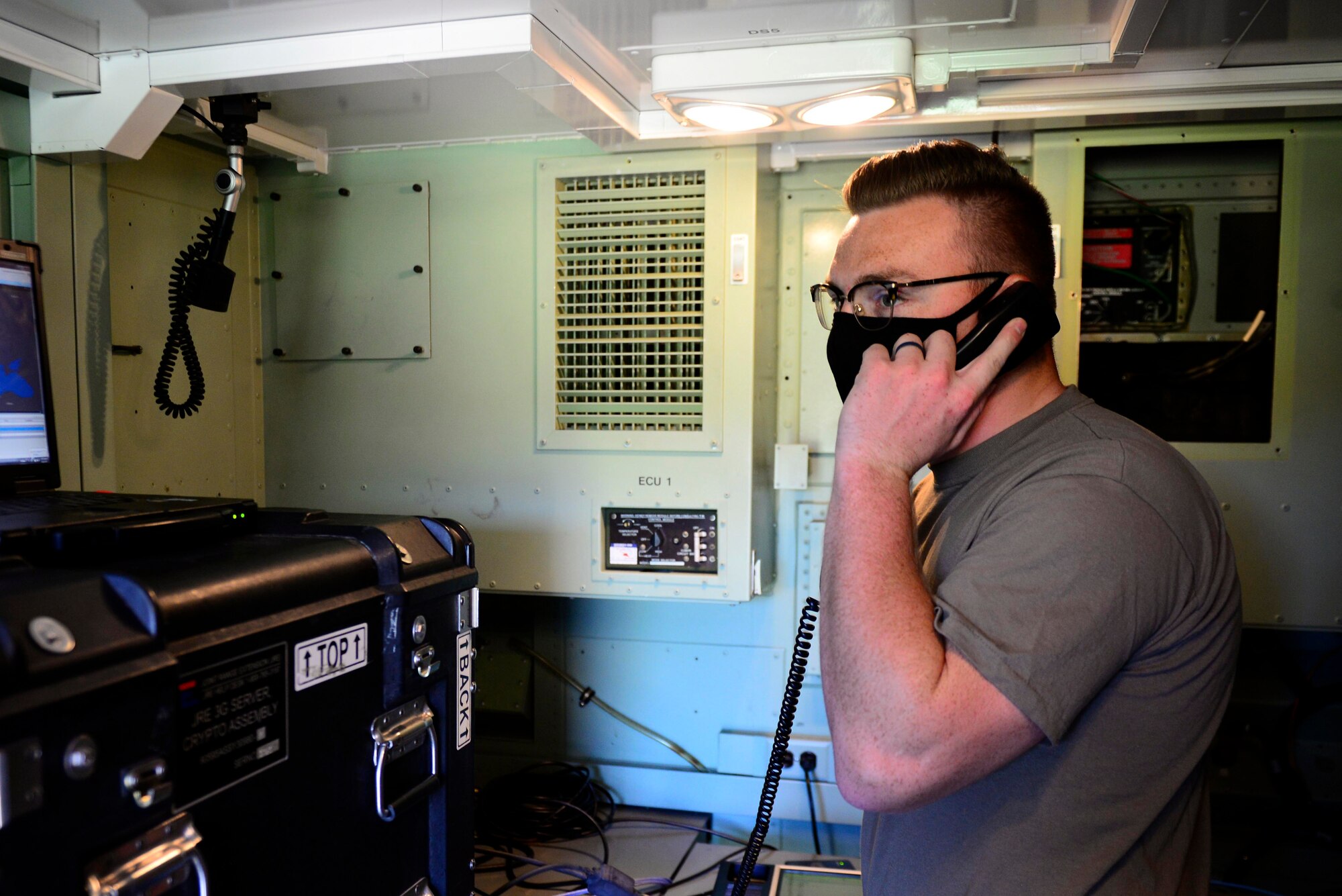 U.S. Air National Guard Staff Sgt. Cullen Pederson, 128th Air Control Squadron command and control battle management operator, establishes a data link connection during exercise Astral Knight 20 at Malbork Air Base, Poland, Sept. 23, 2020. Air Guardsmen and Reserve Citizen Airmen provide critical support throughout the U.S. Air Forces in Europe and Air Forces Africa area of operations by deploying to and interacting with a variety of nations. (U.S. Air Force photo by Tech. Sgt. Tory Cusimano)