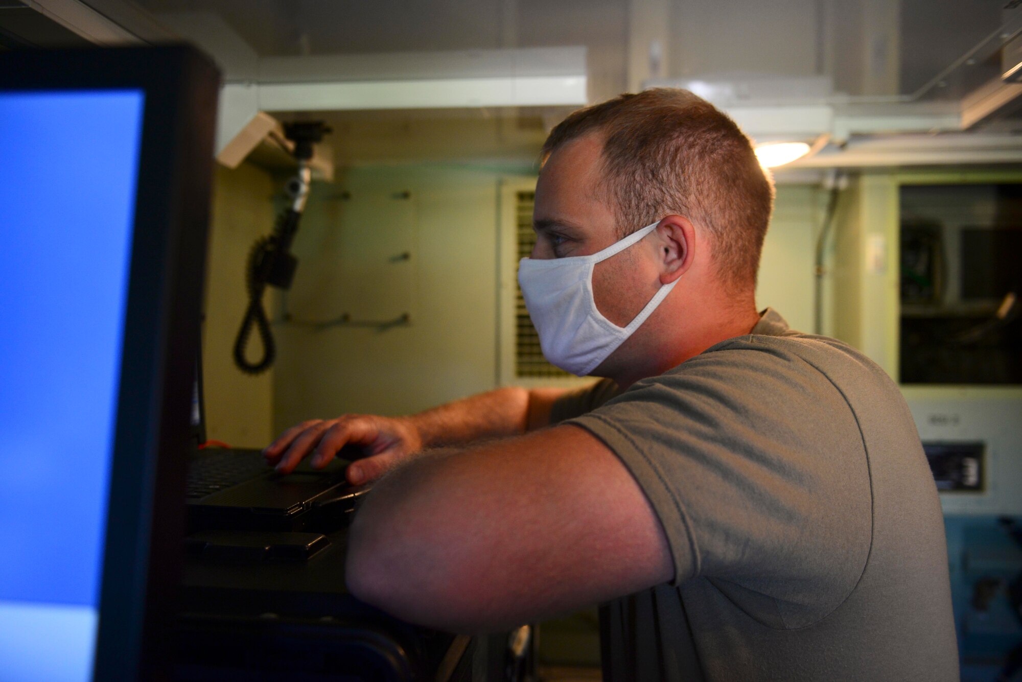 U.S. Air National Guard Staff Sgt. Adam Veith, 128th Air Control Squadron cyber transport, conducts an operations check during exercise Astral Knight 20 at Malbork Air Base, Poland, Sept. 23, 2020. The United States is able to maintain a global presence through the combined efforts of our active duty, National Guard, and Reserve partners. (U.S. Air Force photo by Tech. Sgt. Tory Cusimano)