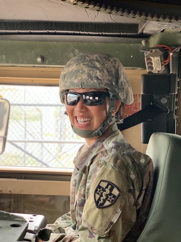 Maj. Kym Su Whitaker, an Army Reserve nurse practitioner from Colorado Springs, Colo. at DHR Health in Edinburg, Texas in late August.