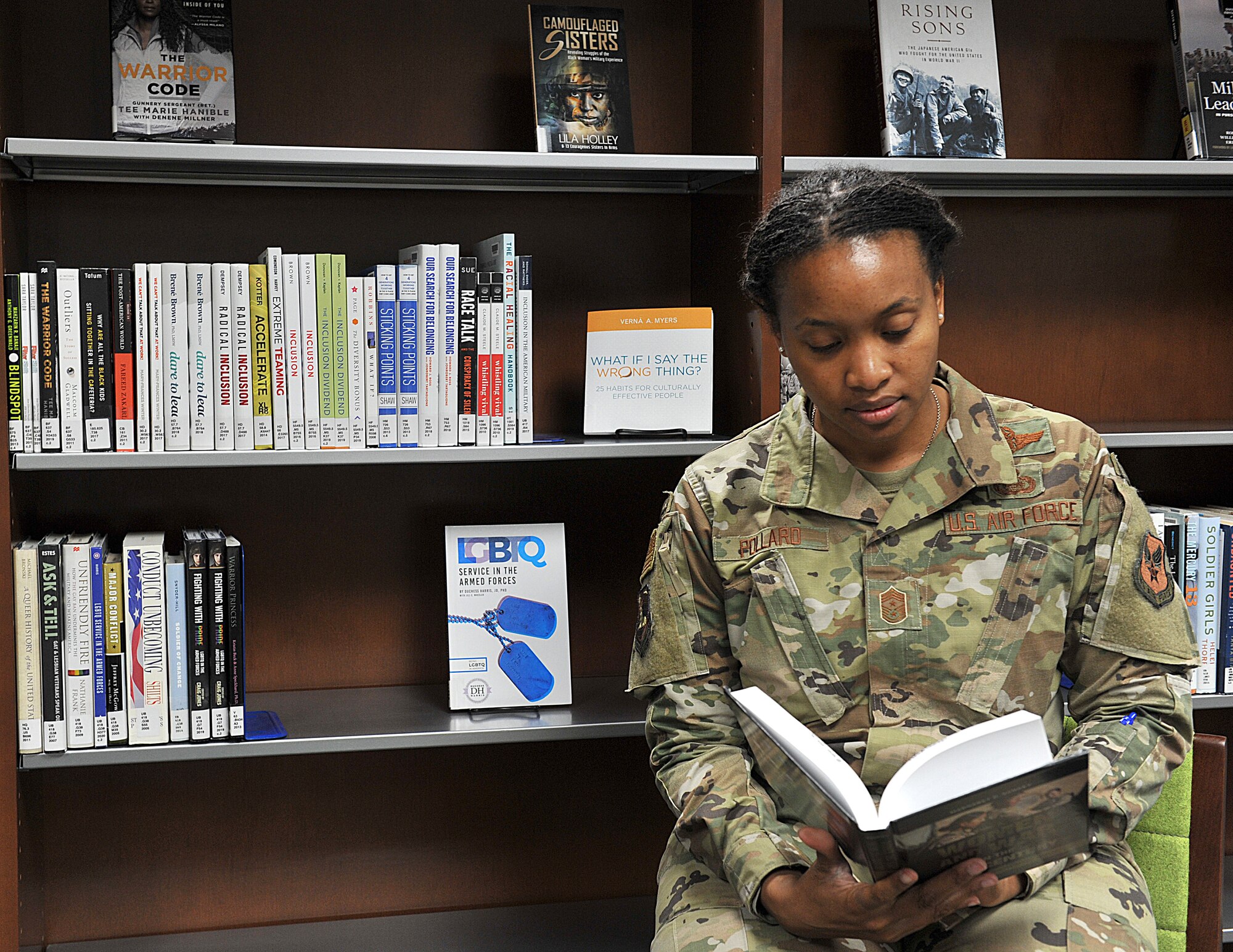 Members of the National Air and Space Intelligence Space Center Library created a Diversity and Inclusion Corner which features a variety of books intended to educate and inform personnel about diversity and inclusion and how it supports the Air Force mission. The D&I corner features a series of books that follows the Department of Air Force Diversity and Inclusion Resources list. The library is adding more books and are open to any book suggestions.