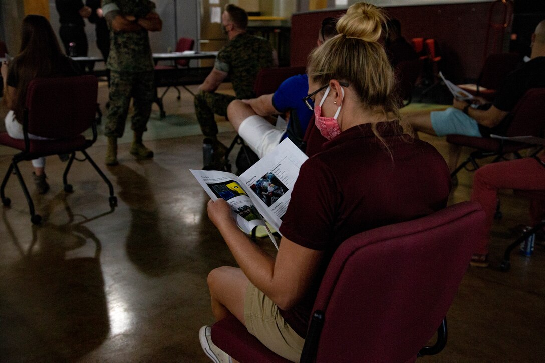 NCO's of Headquartes and Headquarters Squadon (H&HS) discussed ways to improve morale among their junior Marines at the Sonoran Pueblo aboard Marine Corps Air Station (MCAS) Yuma on July 17, 2020.