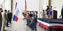 The Joint Base Charleston Honor Guard presents the colors during the Honorary Commander Induction Ceremony, Sept. 17, 2020 at Joint base Charleston. Civic and base leaders came together for a brief socially-distanced event that introduced new honorary commanders to their respective Joint Base Charleston counterparts. The Honorary Commander’s Program provides leaders within the community an opportunity to learn more about the base’s mission including all tenant units. The program also allows service members to become more connected to their local community.