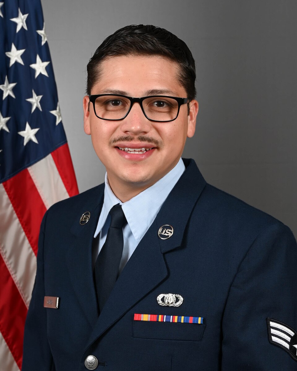 Official photo of SrA Richard Garcia, Saxophone, USAF Heritage of America Band, Joint Base Langley-Eustis.
