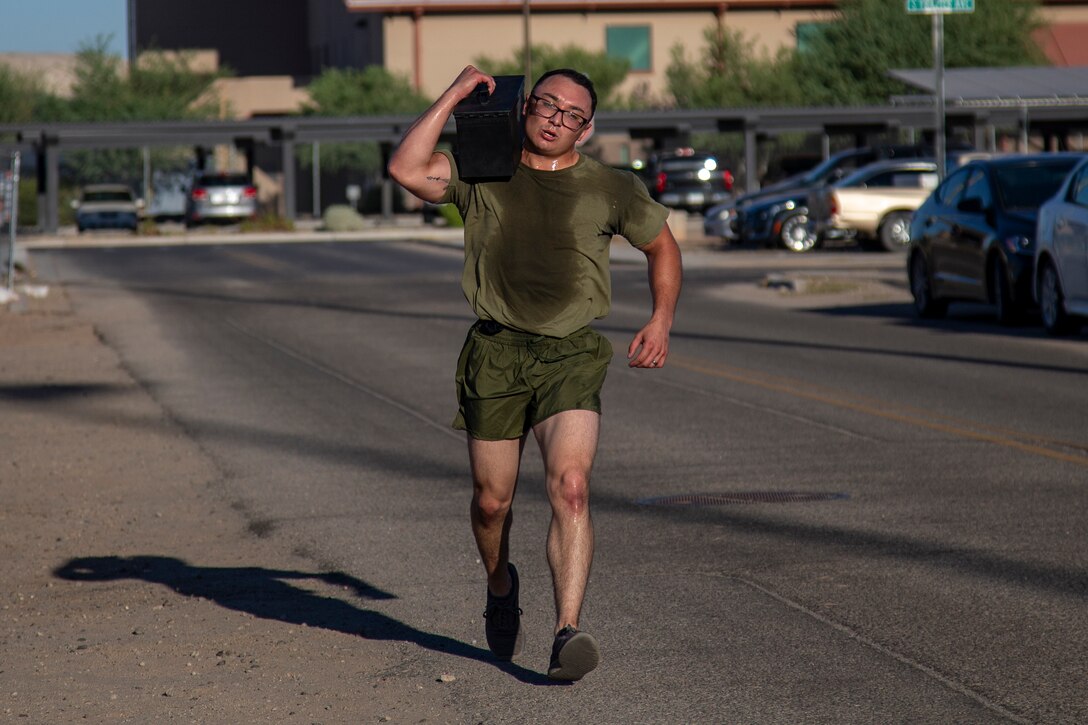 U.S. Marines assigned to Headquarters & Headquarters Squadron (H&HS) participate in a squadron competition on Marine Corps Air Station (MCAS) Yuma, Ariz., Aug. 7, 2020.
