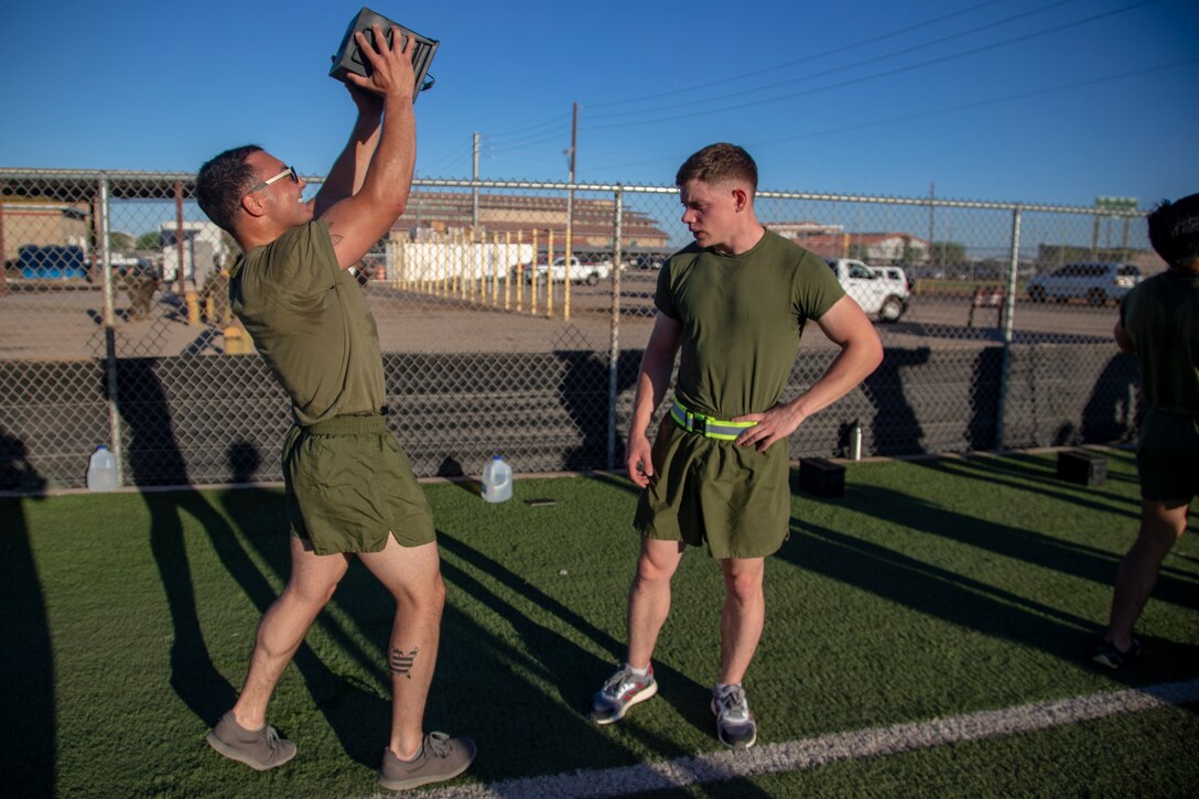 U.S. Marines assigned to Headquarters & Headquarters Squadron (H&HS) participate in a squadron competition on Marine Corps Air Station (MCAS) Yuma, Ariz., Aug. 7, 2020.