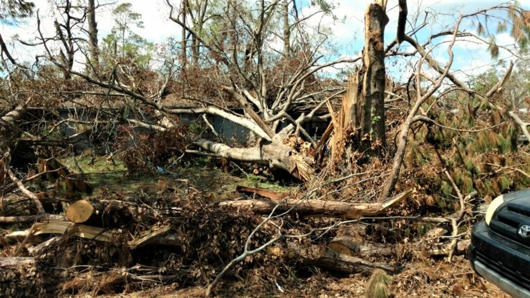 IN THE PHOTO, Southwest Louisiana homeowner and blue roof recipient Brennon Williams in front of his home before the blue roof installation. Williams’ home was one of 3,730 to receive a blue roof during Hurricane Laura recovery efforts. (Courtesy photo)