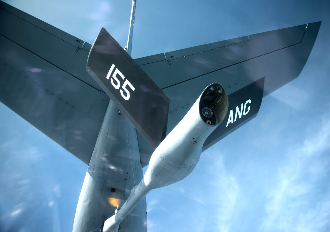 One U.S. Air Force KC-135 assigned to the 155th Air Refueling Wing prepares to refuel aircraft participating in "NATO Days 2020" near Ostrava, Czechia, Sept. 19, 2020. Participation in events like "NATO Days" helps promote the continued importance of NATO and interoperability between NATO Allies and partners. (U.S. Air Force photo by Senior Airman Chanceler Nardone)