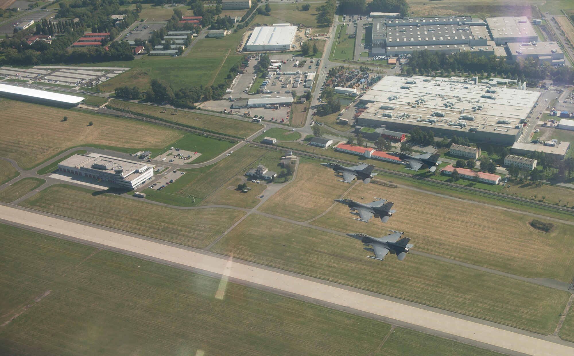 Four U.S. Air Force F-16 Fighting Falcons assigned to the 52 Fighter Wing fly in formation over Ostrava, Czechia Sept. 19, 2020. Participation in events like "NATO Days" helps promote the continued importance of NATO and interoperability between NATO Allies and partners. (U.S. Air Force photo by Senior Airman Chanceler Nardone)