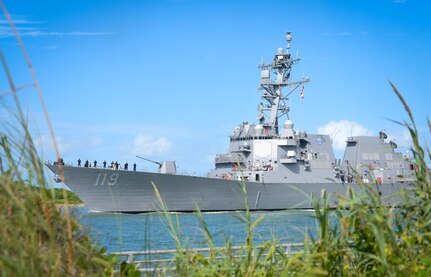 The Navy's newest guided-missile destroyer, the future USS Delbert D. Black (DDG 119), arrives at Port Canaveral, Fla. The Navy will commission DDG 119, the first ship in naval history to be named Delbert D. Black.
