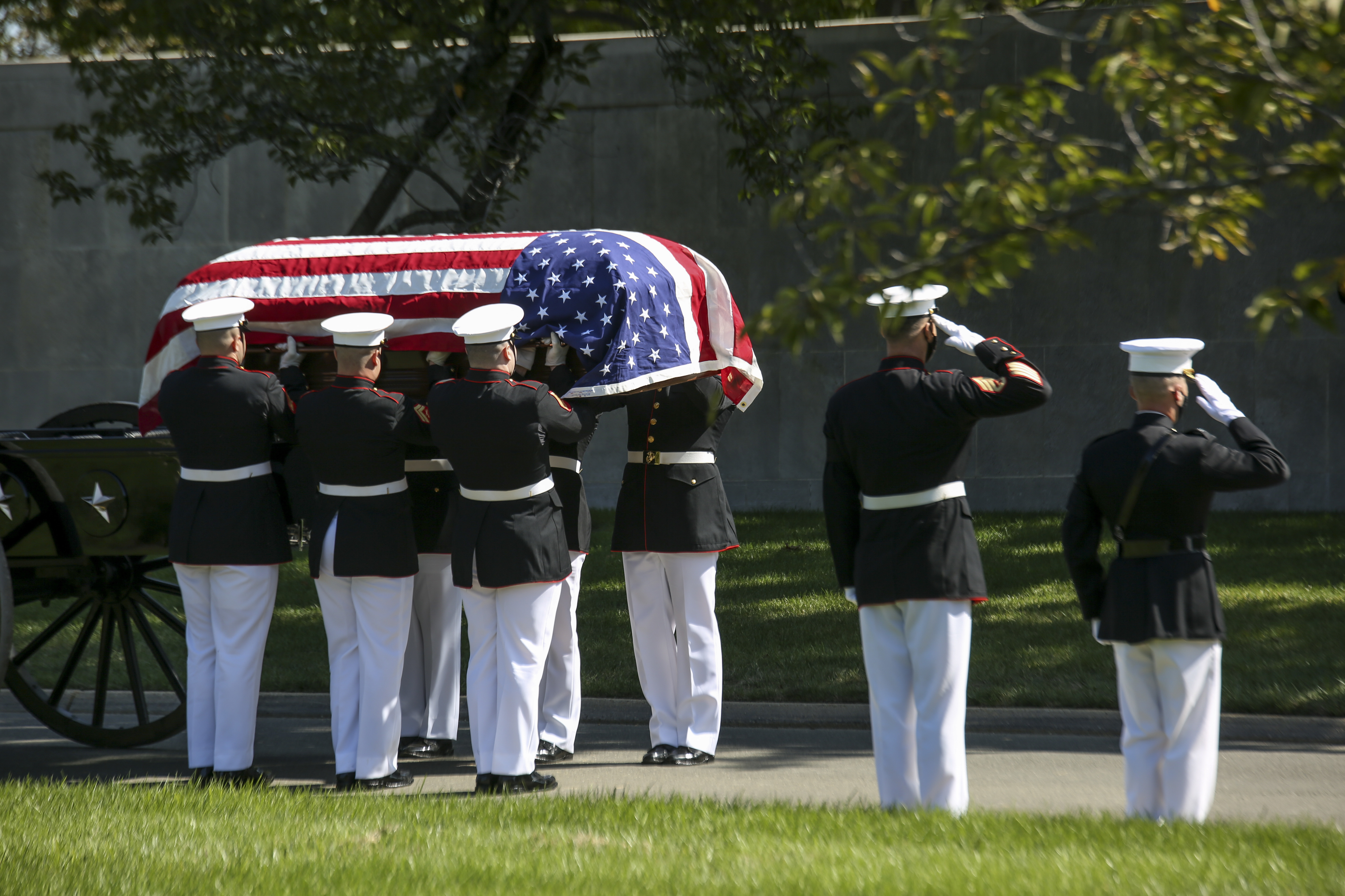 Marine Corps Body Bearers Lay Repatriated WWII Marine Pfc. Harry