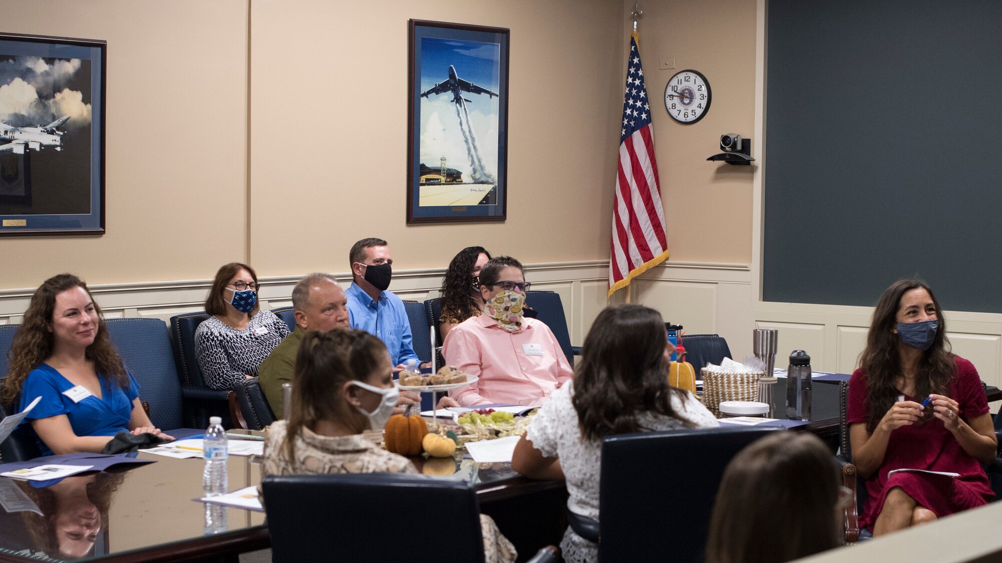 Spouses to senior leaders with the 6th Air Refueling Wing listen to briefings from several base agencies during an immersion tour at MacDill Air Force Base, Florida, Sept. 24, 2020