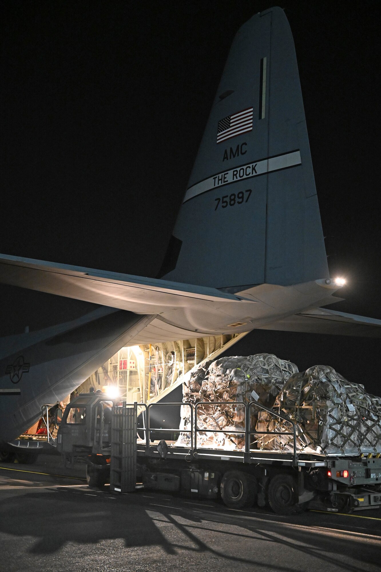 Cargo is loaded onto an aircraft