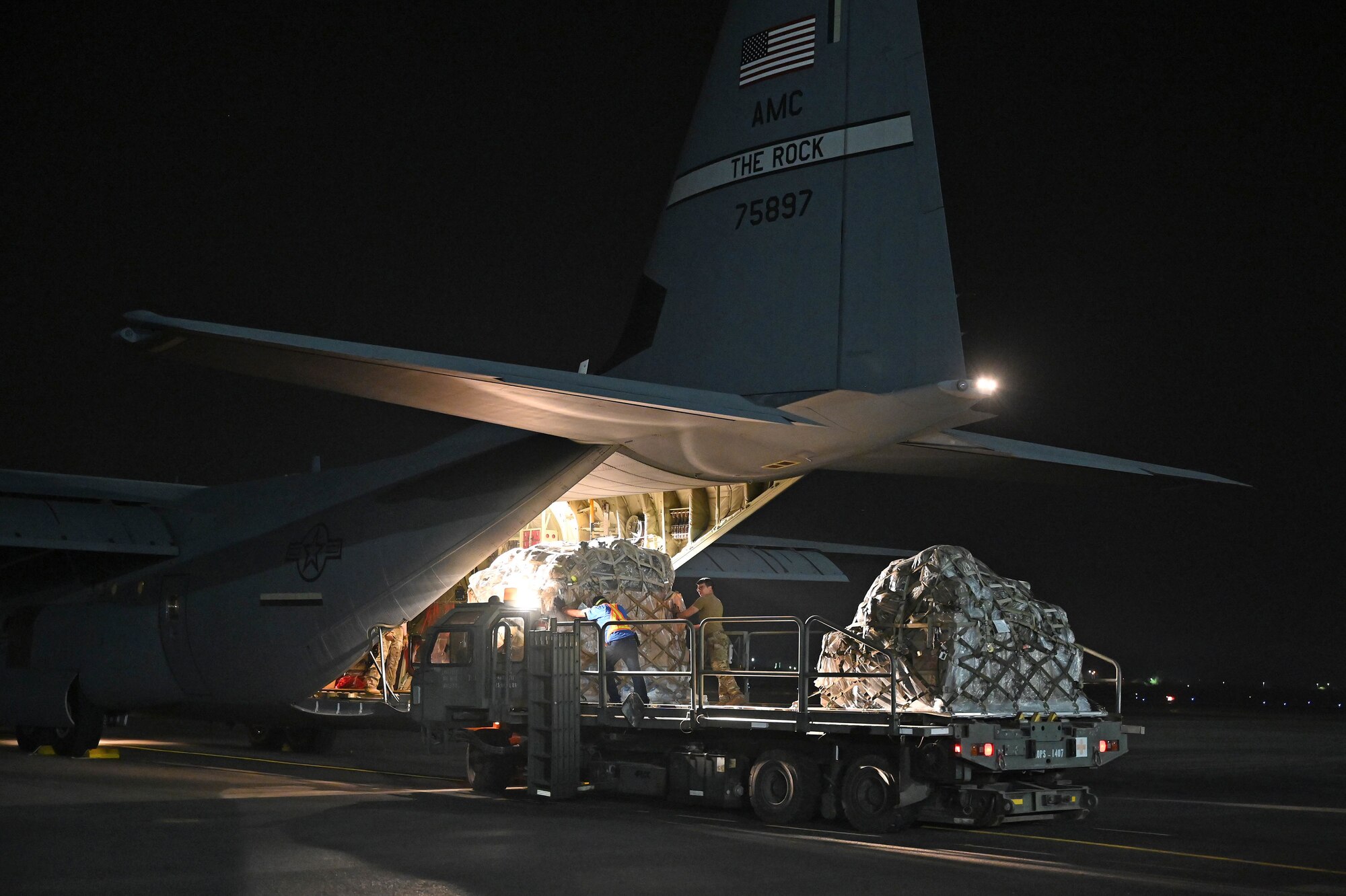 Cargo is loaded onto an aircraft