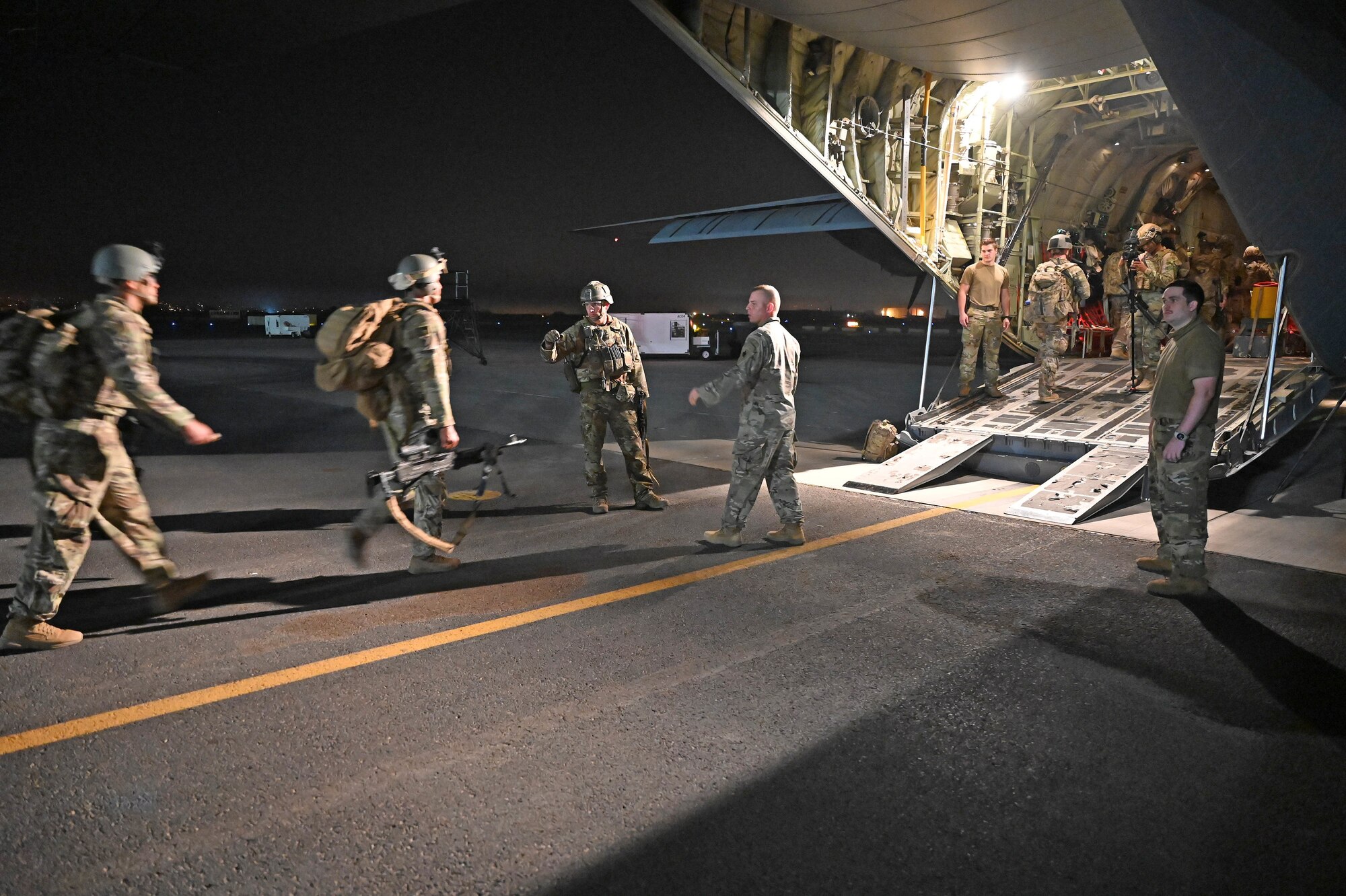 People board an aircraft